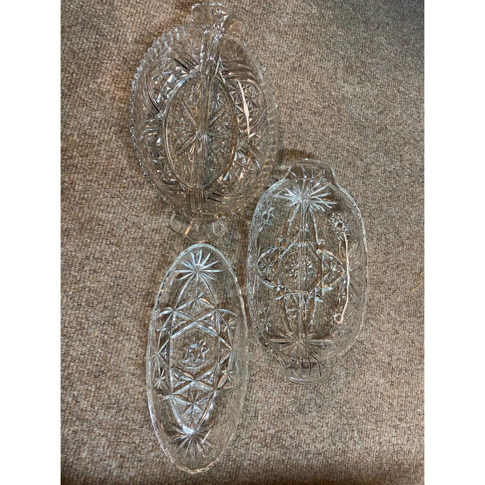VIntage Glass Crystal Serving Trays